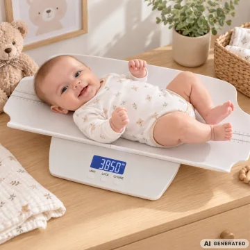 Електронна бебешка и детска везна с LCD дисплей, до 100 кг, 60 см, бяла