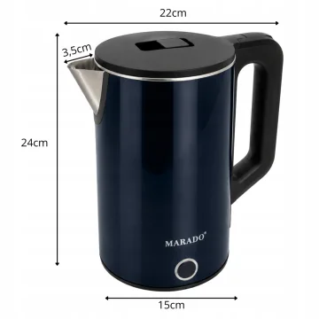 Електрическа кана 1,5 л, 1500 W, основа 360°, тъмносиня