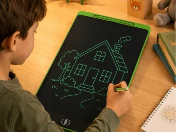 LCD таблет за рисуване и писане 16″ със стилус и заключване, зелен