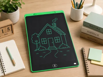 LCD таблет за рисуване и писане 16″ със стилус и заключване, зелен