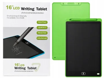 LCD таблет за рисуване и писане 16″ със стилус и заключване, зелен