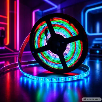 RGB LED лента 10 м, 12 V, с адаптер, дистанционно и музикален режим