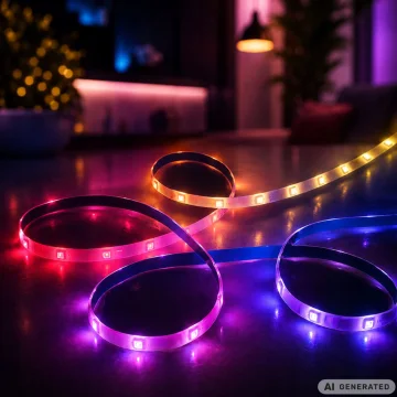 RGB LED лента 10 м, 12 V, с адаптер, дистанционно и музикален режим