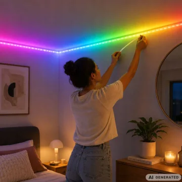 RGB LED лента 10 м, 12 V, с адаптер, дистанционно и музикален режим