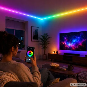 RGB LED лента 10 м, 12 V, с адаптер, дистанционно и музикален режим