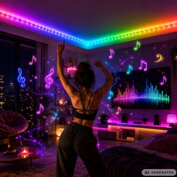 RGB LED лента 10 м, 12 V, с адаптер, дистанционно и музикален режим