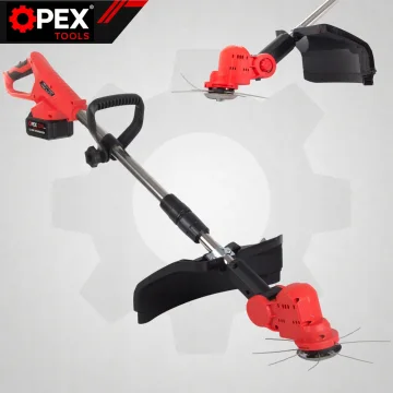 Акумулаторен тример за трева OPEX TOOLS 21 V с 2 батерии по 3 Ah и три режещи приставки