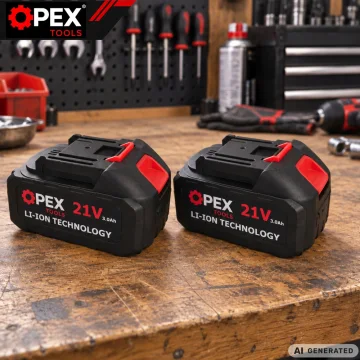 Акумулаторен тример за трева OPEX TOOLS 21 V с 2 батерии по 3 Ah и три режещи приставки