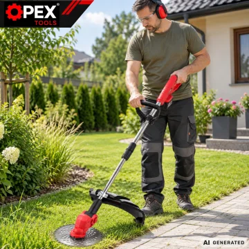 Акумулаторен тример за трева OPEX TOOLS 21 V с 2 батерии по 3 Ah и три режещи приставки