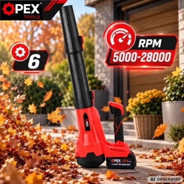 Акумулаторна духалка за листа OPEX TOOLS 21 V с 2 батерии по 5 Ah и 6 скорости