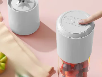 Преносим акумулаторен блендер 400 мл, 150 W, USB зареждане, бял