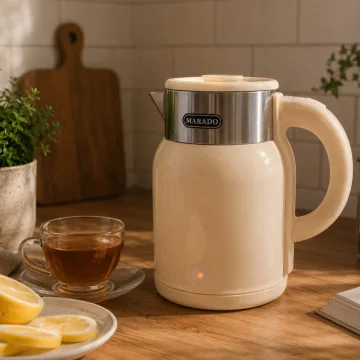 Ретро електрическа кана 1,4 л, 1500 W, неръждаема стомана, бежова