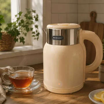 Ретро електрическа кана 1,4 л, 1500 W, неръждаема стомана, бежова