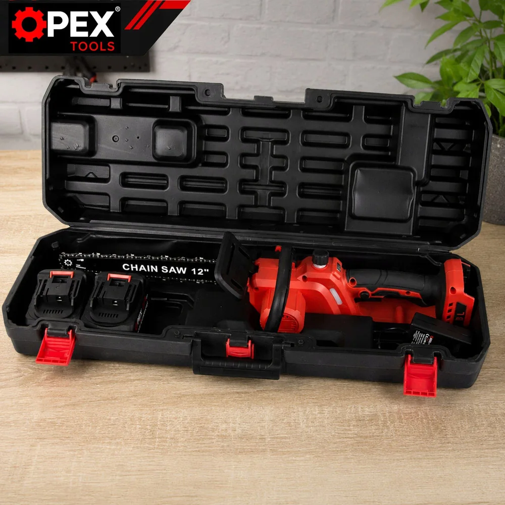 Акумулаторен верижен трион OPEX TOOLS OPX28015, 12″, 2 × 21 V 3 Ah