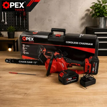 Акумулаторен верижен трион OPEX TOOLS OPX28015, 12″, 2 × 21 V 3 Ah