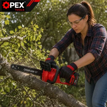 Акумулаторен верижен трион OPEX TOOLS OPX28015, 12″, 2 × 21 V 3 Ah