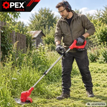 Акумулаторен тример с колела OPEX TOOLS 21 V с 2 батерии по 1,5 Ah и ножове