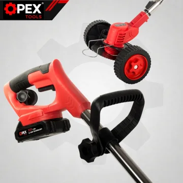 Акумулаторен тример с колела OPEX TOOLS 21 V с 2 батерии по 1,5 Ah и ножове