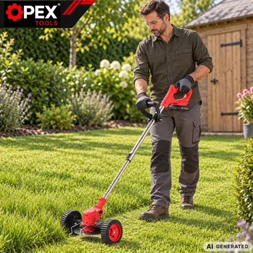 Акумулаторен тример с колела OPEX TOOLS 21 V с 2 батерии по 1,5 Ah и ножове
