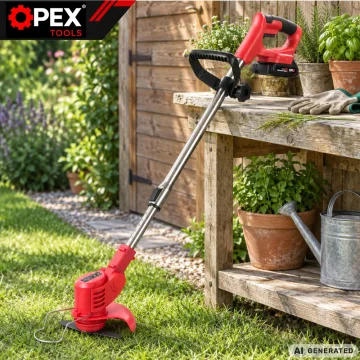 Акумулаторен тример с колела OPEX TOOLS 21 V с 2 батерии по 1,5 Ah и ножове