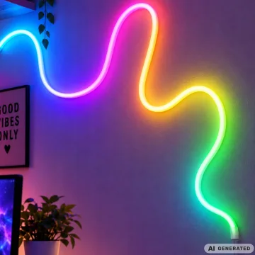 Неонова RGB LED лента 5 м с Bluetooth, USB и дистанционно