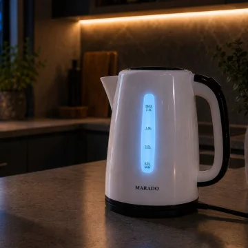 Електрическа кана 2,3 л, 1500 W с LED индикация и основа 360° – бяла
