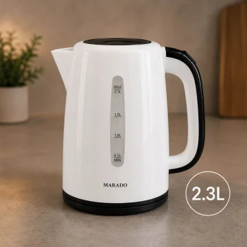 Електрическа кана 2,3 л, 1500 W с LED индикация и основа 360° – бяла
