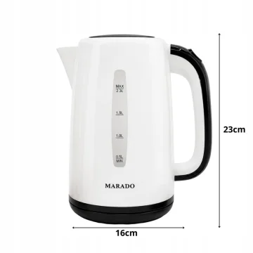 Електрическа кана 2,3 л, 1500 W с LED индикация и основа 360° – бяла