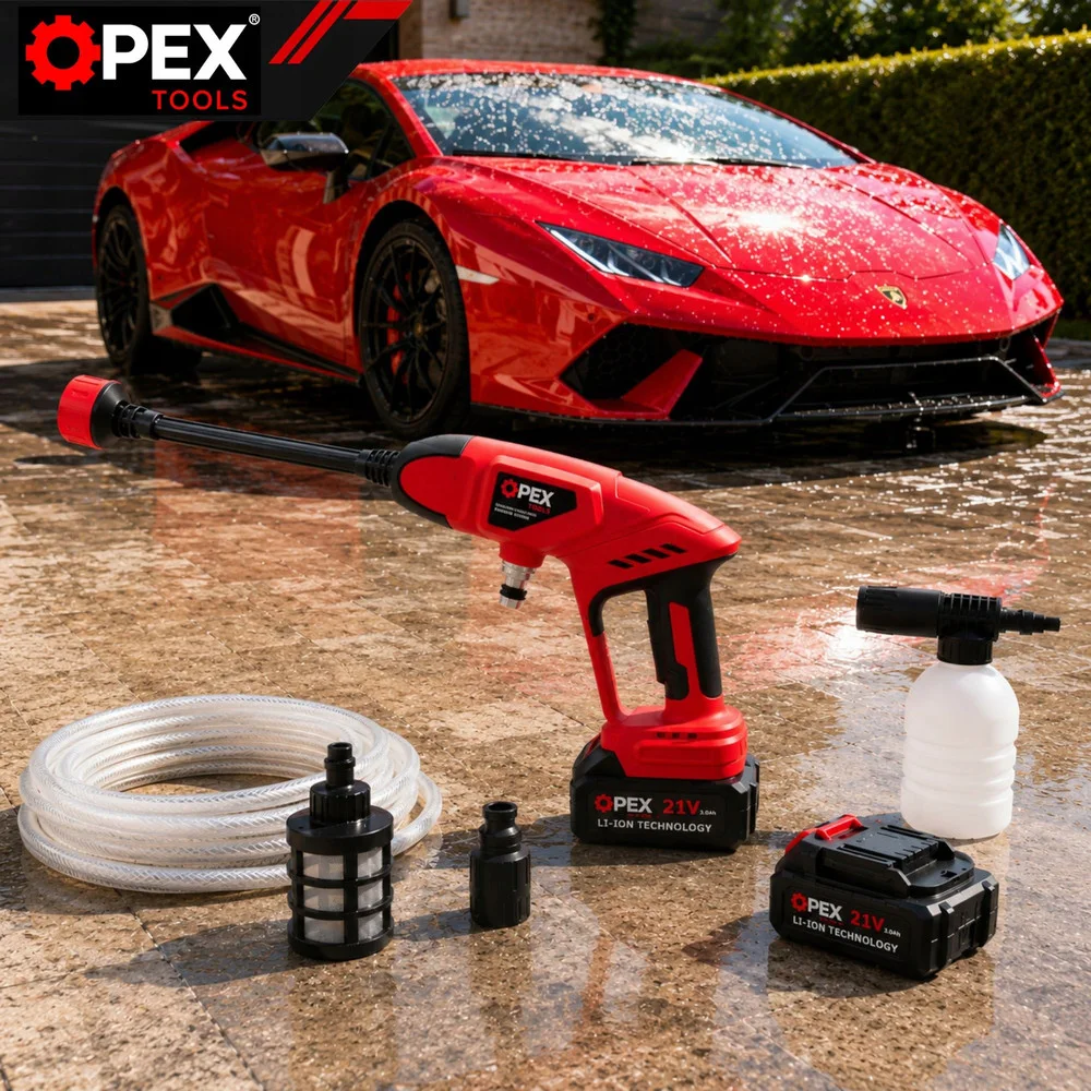 Акумулаторна водоструйка OPEX TOOLS 21 V, 12 bar с 2 батерии по 3 Ah и куфар
