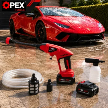 Акумулаторна водоструйка OPEX TOOLS 21 V, 12 bar с 2 батерии по 3 Ah и куфар