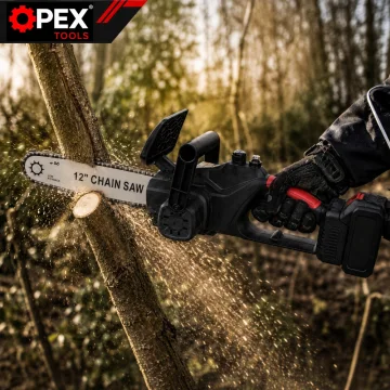 Акумулаторен верижен трион OPEX TOOLS OPX28014, 12″, 2 × 21 V 3 Ah