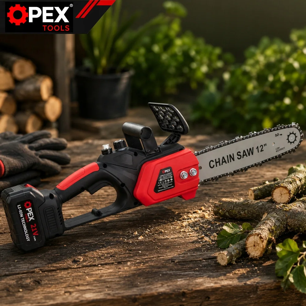 Акумулаторен верижен трион OPEX TOOLS OPX28014, 12″, 2 × 21 V 3 Ah