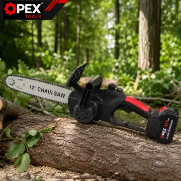 Акумулаторен верижен трион OPEX TOOLS OPX28014, 12″, 2 × 21 V 3 Ah