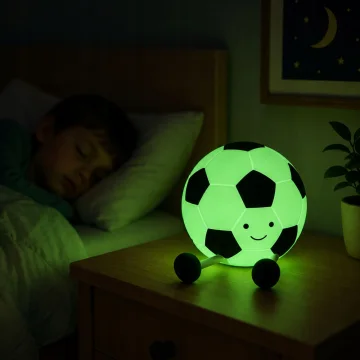 Силиконова LED нощна лампа футболна топка с RGB, USB-C и 30-минутен таймер