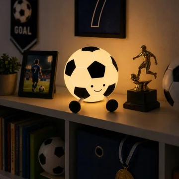 Силиконова LED нощна лампа футболна топка с RGB, USB-C и 30-минутен таймер