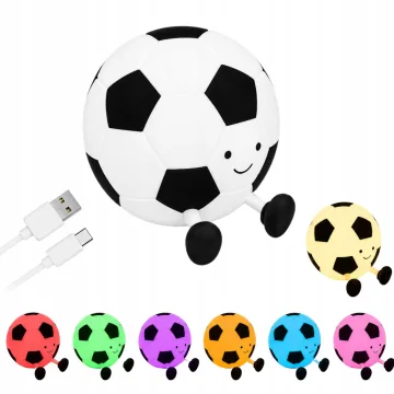 Силиконова LED нощна лампа футболна топка с RGB, USB-C и 30-минутен таймер