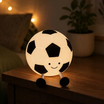 Силиконова LED нощна лампа футболна топка с RGB, USB-C и 30-минутен таймер