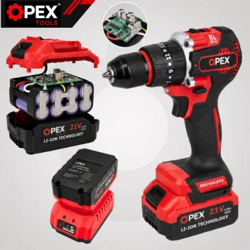 Безчетков ударен винтоверт OPEX TOOLS OPX28011, 21 V, 50 Nm, 2 × 3 Ah