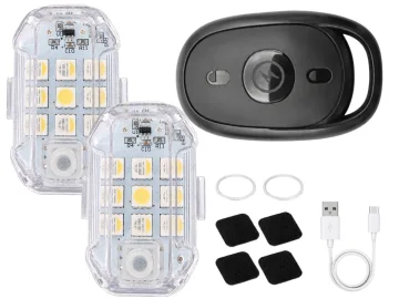 Акумулаторни LED стробоскопични светлини, 7 цвята – 2 броя с дистанционно