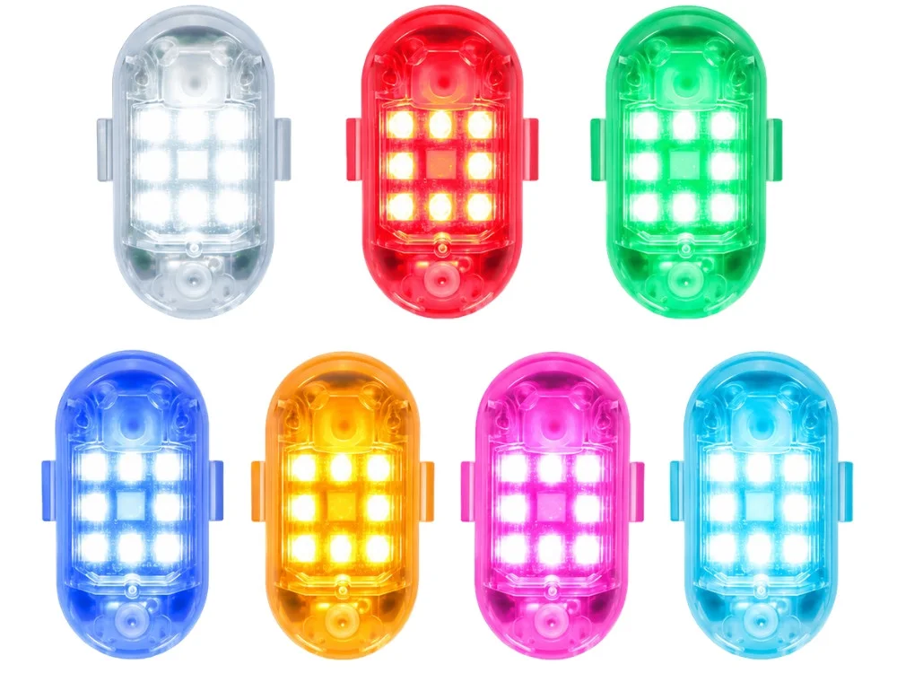 Акумулаторни LED стробоскопични светлини, 7 цвята – 2 броя с дистанционно