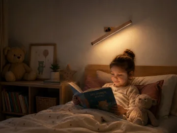 Магнитна LED стенна лампа от дърво, USB-C, 1000 mAh, сензорно димиране
