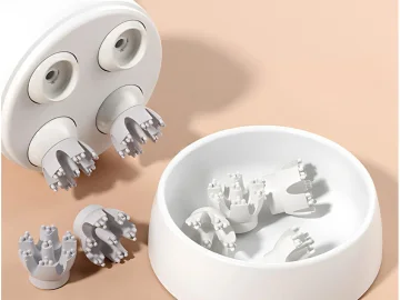 Електрически масажор за глава с 4 въртящи глави, USB, 5 W – бяло и розово