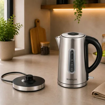 Електрическа кана 1,7 л, 1850–2200 W, неръждаема стомана, сребриста