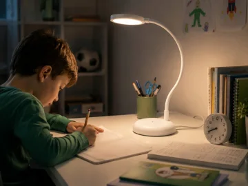 LED настолна лампа с гъвкаво рамо, димиране и USB-C, бяла, 53 см