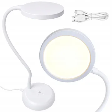 LED настолна лампа с гъвкаво рамо, димиране и USB-C, бяла, 53 см
