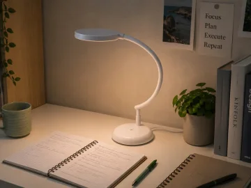 LED настолна лампа с гъвкаво рамо, димиране и USB-C, бяла, 53 см