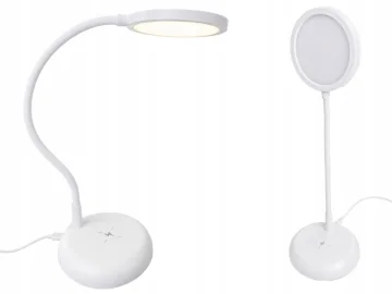 LED настолна лампа с гъвкаво рамо, димиране и USB-C, бяла, 53 см