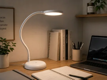 LED настолна лампа с гъвкаво рамо, димиране и USB-C, бяла, 53 см