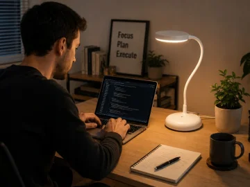 LED настолна лампа с гъвкаво рамо, димиране и USB-C, бяла, 53 см