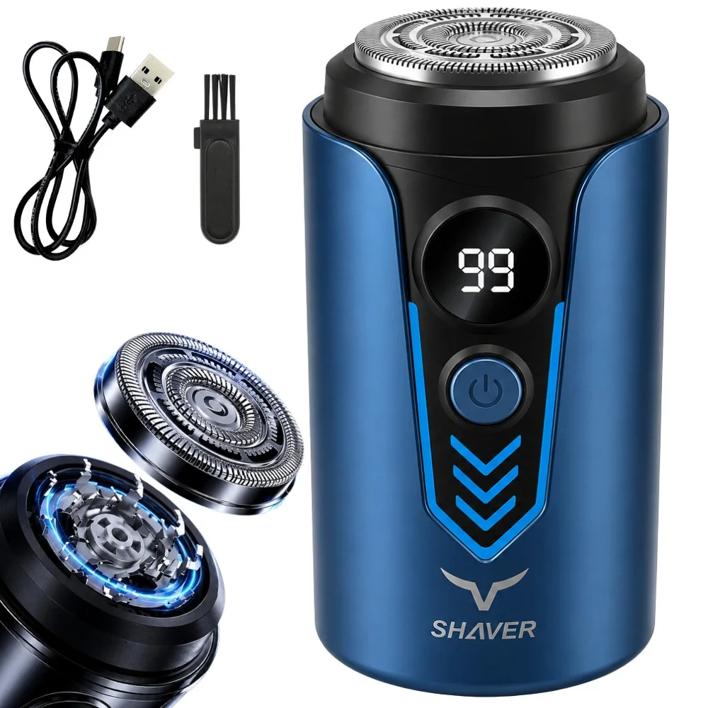 Водоустойчива компактна електрическа самобръсначка, USB-C, 3 W – синя